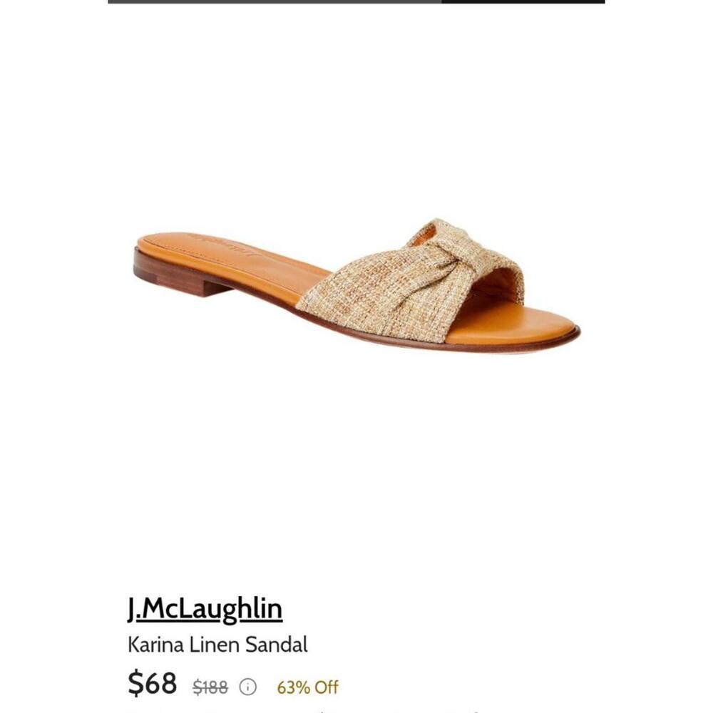J. McLaughlin Karina Beige Linen Slide Sandals